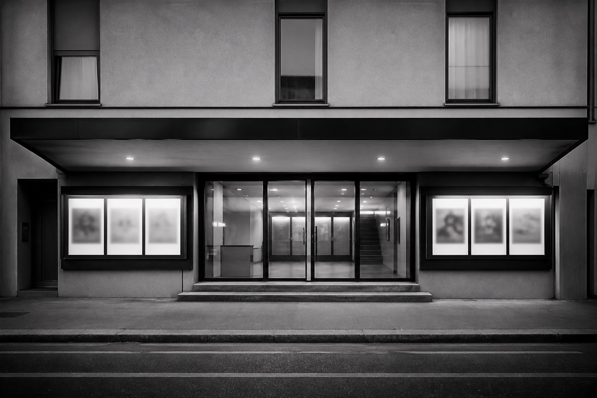 Schwarz-Weiss-Aufnahme des Veranstaltungsorts Filmpodium